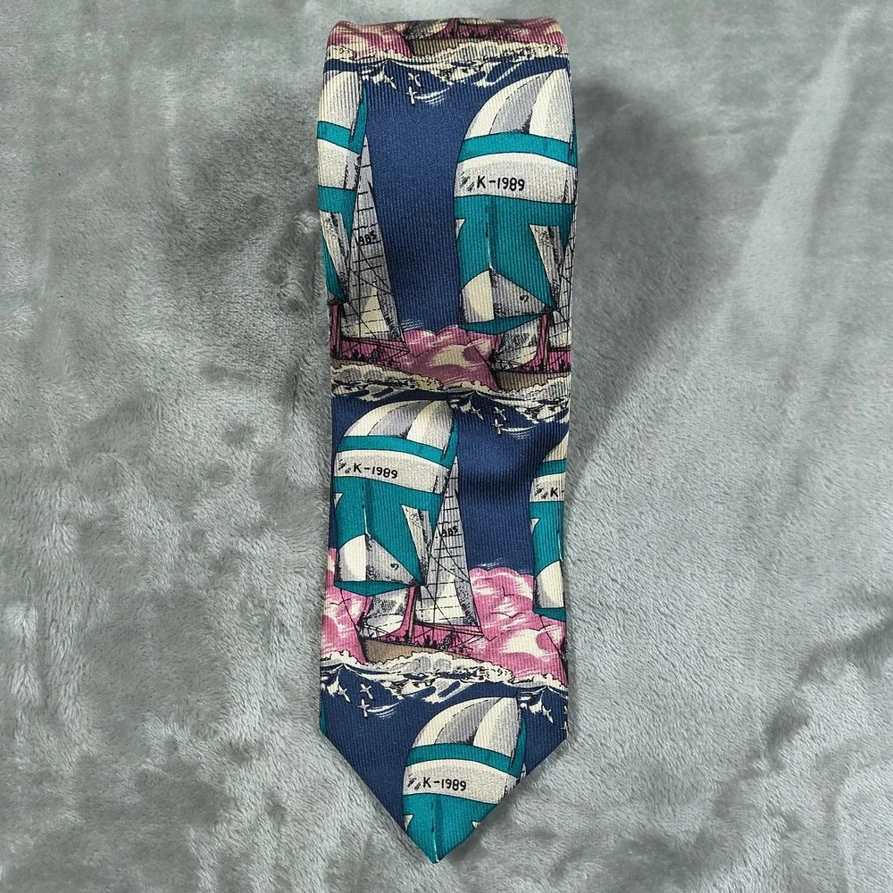 Vintage Robert Talbott Nautical‎ Tie Mens 62x3.5 X Long Sailing Yacht Ship Silk